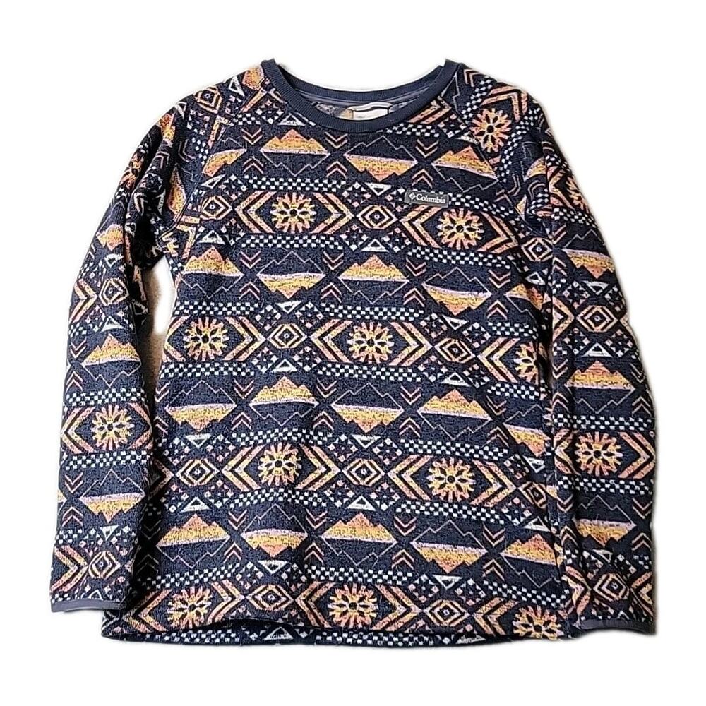 Columbia Multicolor Nocturnal Pinecone LS Weather Crew Sweater Womens M Stretch